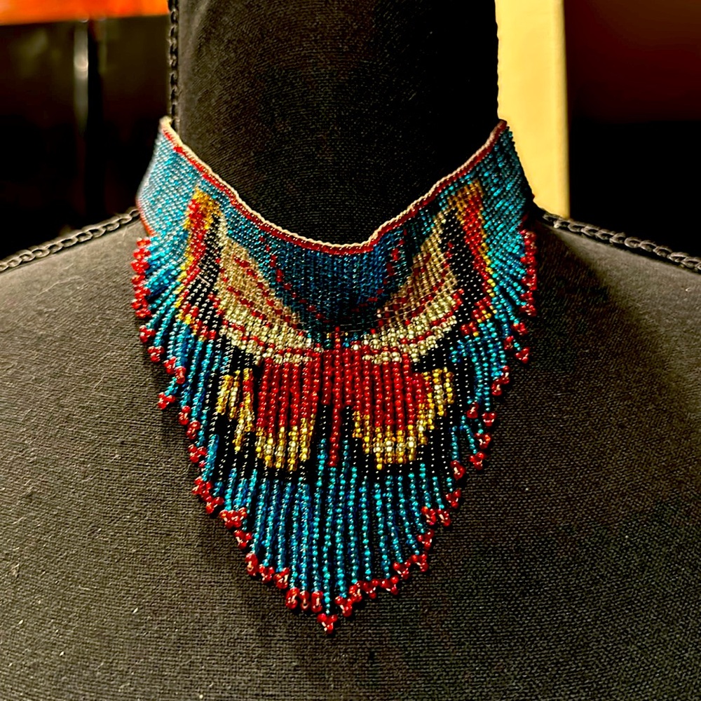 Native Beaded Butterfly Choker handed down. A Ceremonial Garment Piece